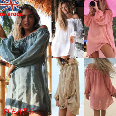 

UK Womens Bathing Suit Loose Crochet Bikini Cover Up Swimwear Summer Beach Dress