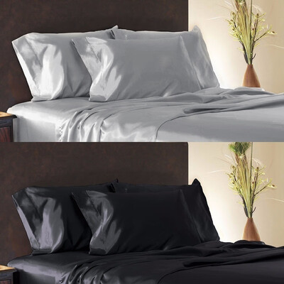 

2Pcs Silk Satin Standard Pillow Case Cushion Cover Pillowcase Home Decor