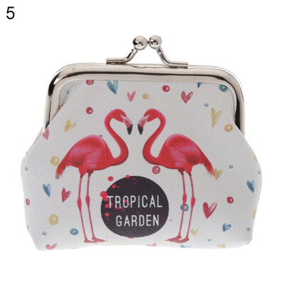 

Cartoon Flamingo Faux Leather Coin Purse Bag Earphone Key Case Women Mini Wallet