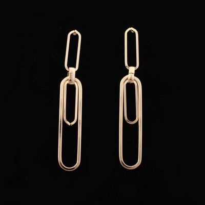 

EK266 Simple Jewelry Gold Silver Color Geometric Paper Clip Drop Earrings for Women New Fashion Ladies Long Earrings Brincos