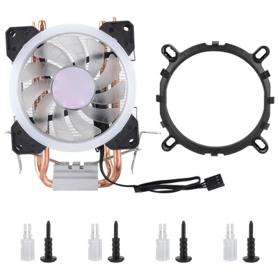 

Greensen 9cm CPU Cooler 2 Tube Single Fan CPU Cooling Radiator Aurora Colorful Lights Air Cooling Fan