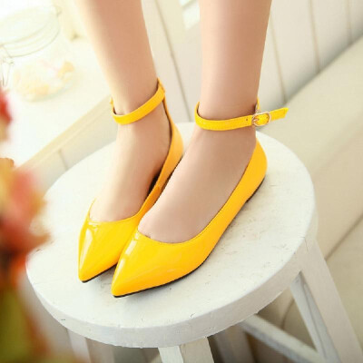 

New Fashion Summer Women Flat Shoes Pointed Toe Pin Buckle Solid Color Flats Point Shoes