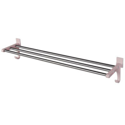 

Gobestart Double Chrome Wall Mounted Bathroom Towel Rail Holder Shelf Storage Rack Bar