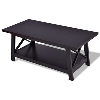 

Durable Rectangular Coffee Table with Storage Shelf