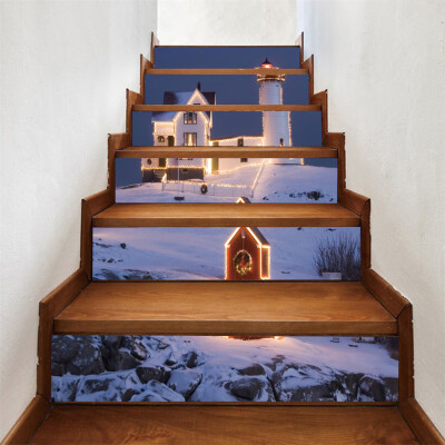 

〖Follure〗6Pcs Christmas Staircase Stair Riser Floor Sticker DIY Wall Decal Stairs Decal