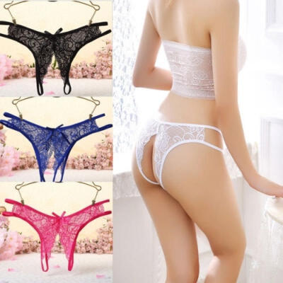 

UK Women Sexy Lace Briefs Crotchless Panties Knickers G-string Thong Underwear