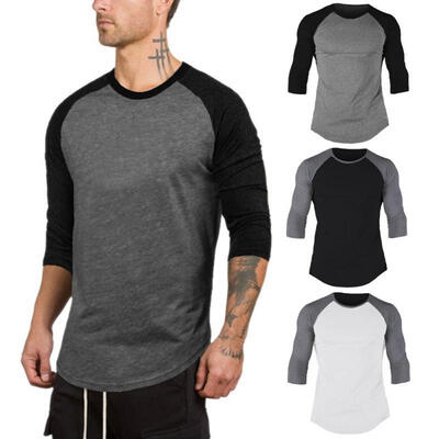 

Men&39s 34 Sleeve Baseball Raglan Tee Jersey Lot T-Shirts Crew Neck Plain Tops UK