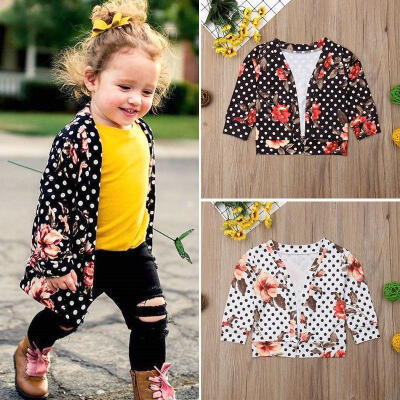 

Flower Baby Kids Girl Boho Cardigan Coat Polka Dot Long Sleeve Tops Outwear