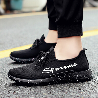 

2019 summer new Korean fashion mens casual shoes trend non-slip mens shoes with flying woven lightweight sneakers
