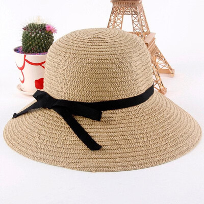 

Fashion Women Sun Hat Straw Hat Wide Brim Summer Beach Headwear Beige