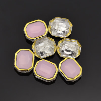 

Sew on Rhinestone Taiwan Acrylic Golden Plated Garment Accessories Rectangle Pink 20x15x7mm Hole 1mm