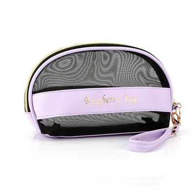

Tailored Fashion Women Mesh Leather Zipper Handbags Cosmetic Bag Makeup Pouch Purses