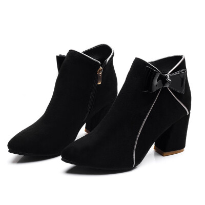 

Rose Ladies Womens Solid Zipper Biker Ankle Flock Flat Ankle Boots Shoes