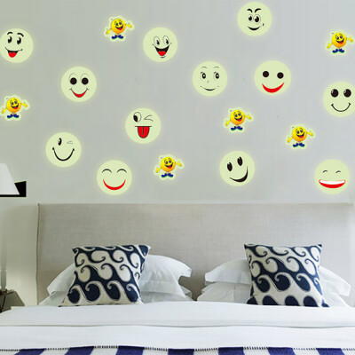 

〖Follure〗Glow In The Dark Luminous Fluorescent PVC Wall Stickers Smiley Face