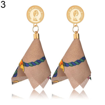 

Fashion Portrait Multicolor Printed Scarf Fabric Cloth Dangle Earrings Jewelry