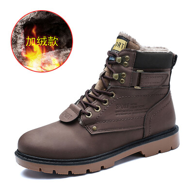 

Trends large size tooling shoes mens England plus cotton warm Martin boots outdoor leather hiking shoes