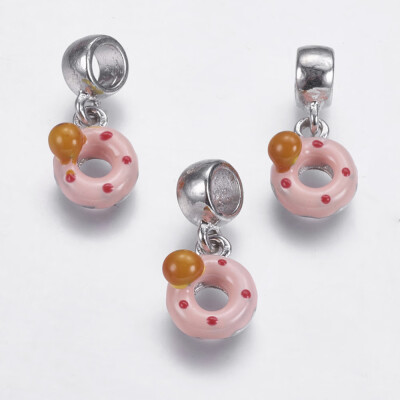 

Alloy European Dangle Beads with Enamel Platinum Color about 25mm wide 11mm long 8mm thick hole5mm Dangle Beads15mm wide