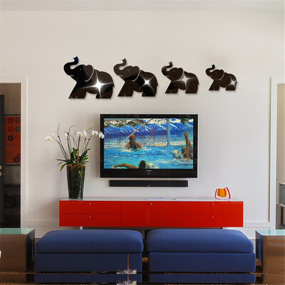 

〖Follure〗4pcs Elephant Mirror Wall Sticker Decor Art DIY Home Decal Mural New