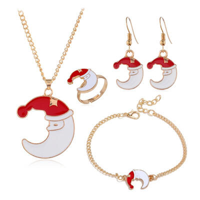 

New Fashion Santa Claus Elk Bells Earrings Necklace Bracelet Multi-piece 6Models