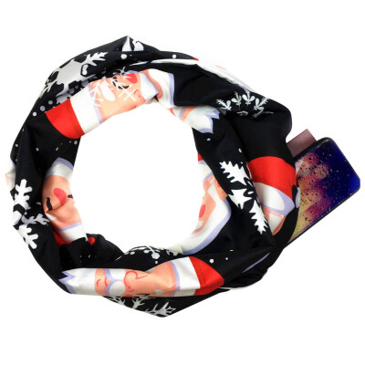 

Gobestart Women Christmas Print Convertible Infinity Scarf Loop Zipper Pocket Scarves