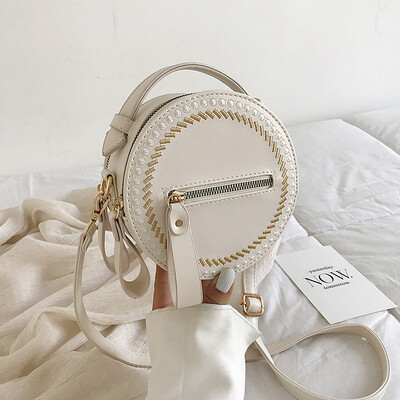 

Chic simple small bag Korean Joker portable womens bag new 2019 fashion small round shoulder bag Messenger bag