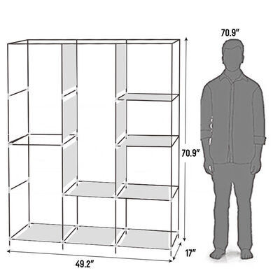 

Portable 71" Closet Wardrobe Clothes Rack Shelves Storage Organizer with Shelf Gray
