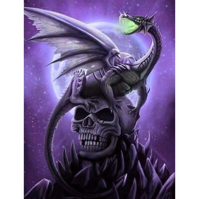 

5D DIY Full Drill Diamond Painting Evil Skull Dragon Cross Stitch Mosaic