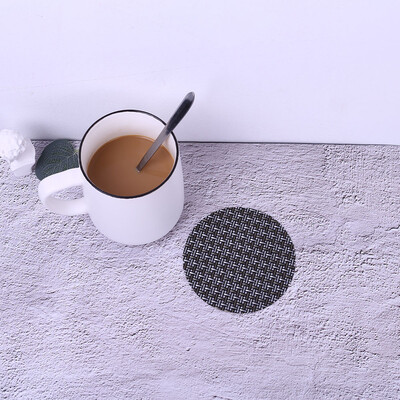 

Toponeto Minimalism Round Cup Mat Compatible Crossweave Insulation Washable Table Mat