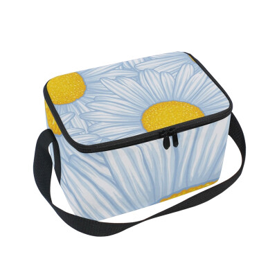 

ALAZA Lunch Box Insulated Flowers Daisy Lunch Bag Large Cooler Tote Bagfor Men Women