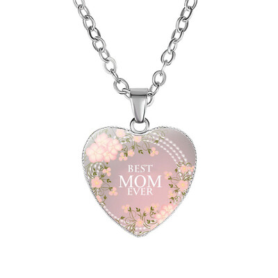 

1 Pcs Mom Love Heart Necklace Jewelry Pendant Mothers Day Mother Birthday Gift