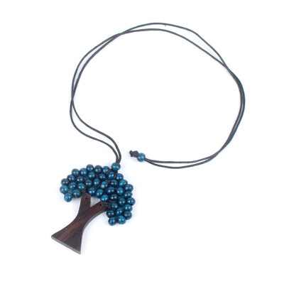 

Leather Chain Necklace Statement Choker Necklaces Tree of Life Rainbow Pendant Wood Beads Women Jewelry New Year Gift