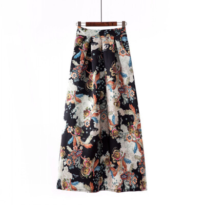 

Roseonmyhand Ladies Spring And Summer Print Fashion Casual Skirt Retro Big Skirt