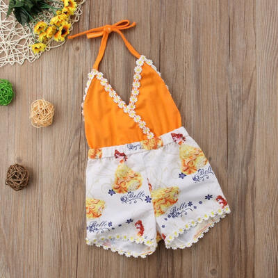 

Newborn Infant Baby Girl V Neck Floral Romper Jumpsuit Sunsuit Summer Clothes
