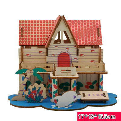 

Gotoamei 3D Wooden Puzzle DIY Building Model Dollhouse Style House Jigsaw Puzzle Kid Toys