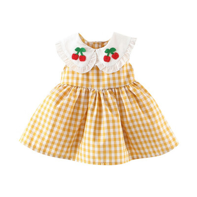 

Cute Newborn Infant Baby Girls Dress Kids Sweet Plaid Print Sleeveless One pieces Dress Toddler Plaid Princess Clothes