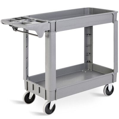 

40" x 17" x 33" Plastic Utility 2 Shelves Rolling Service Cart