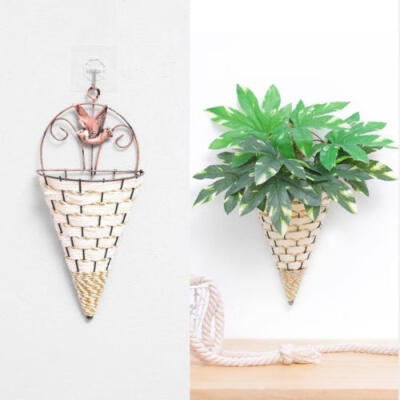 

Natural Wicker Flower Basket Wall Hanging Pot Planter Rattan Vase Basket Decor