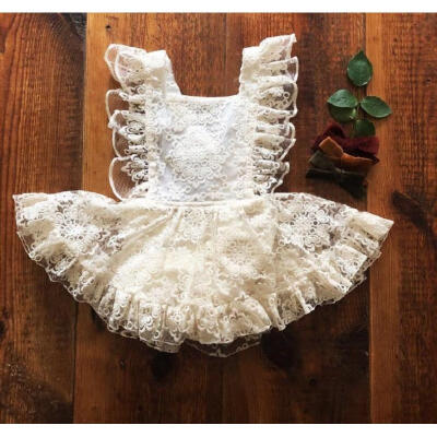 

Summer Newborn Kids Baby Girls Strap Floral Lace Romper Dress Sundress 0-24M