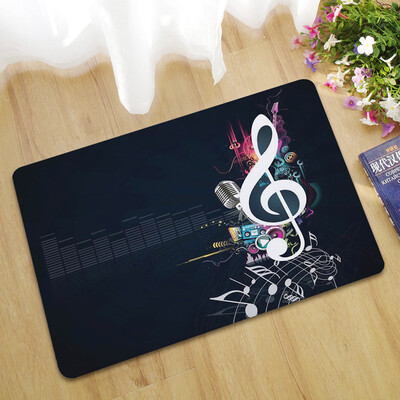 

Toponeto New Music Note Printing Flannel Bathroom Area Rugs Kitchen Carpet Door Mat