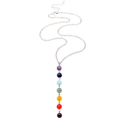 

Natural Individual High Quality Seven Simple Stone Necklace Colorful Crystal Fashion Yoga