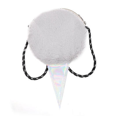 

Ice Cream Shape Bag Women Girls Shoulder Messenger Plush Zip Small Bags