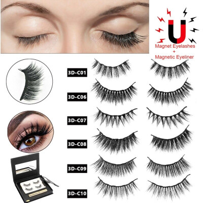 

NEW 2Pairs 5 Magnet Eyelashes Natural Magnetic Liquid Eyeliner Magnetic False Eyelashes Tweezer Extension Set