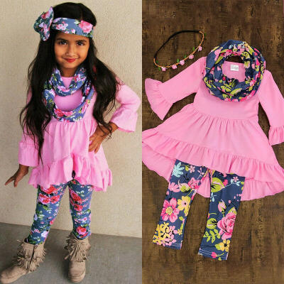 

Toddler Kids Baby Girls Flower Top Blouse Pants Leggings Outfits Set Clothes USA