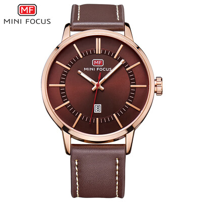 

MINI FOCUS Fox Mens Watch Quartz Watch Business Casual Leather Strap Waterproof MF0033G