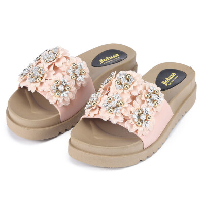 

Rose Womens Fashion Wild Thick-Soled Sandals Flowers Set Toe Wear Non-Slip Slippers