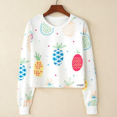 

Women Colorful Pineapple Printed Hoodie Sweatshirt Pullover Casual Blouse Jumper
