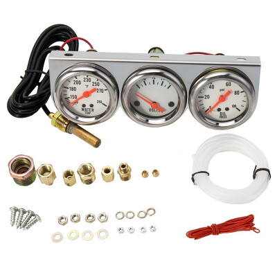 

3 in 1 Universal 227 Water Temp Voltage Oil Pressure Psi Gauge Complete Set