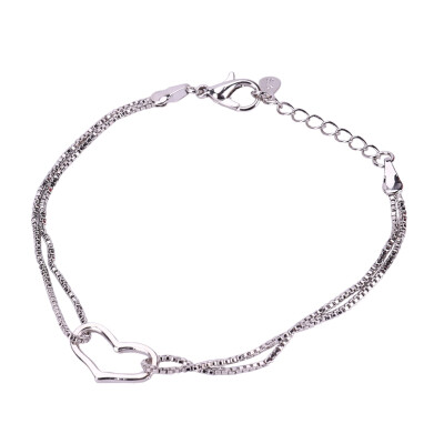 

1pc Fashion Jewelry Solid Sliver Plated Heart Braceletbangle Fine lady Gift