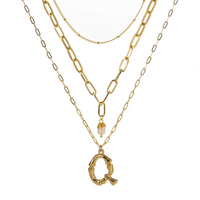 

natural freshwater pearl A-Z 26 Initial Pendant Letter Necklace For Women Gold Letter Wholesale Jewelry Gift for Love Friends