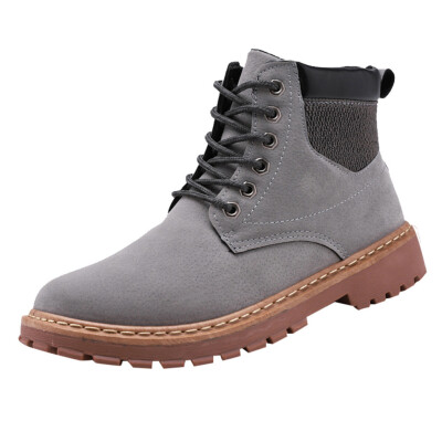 

Leather Men Boots Autumn Winter Ankle Boots Outdoor Matte Leather Boots Trend Lace Up England Style Suede High-Slip Skid Boots